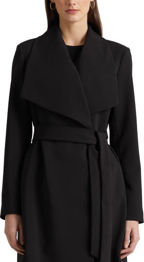 Lauren Ralph Lauren Drape Lapel Crepe Belted Coat | Nordstrom