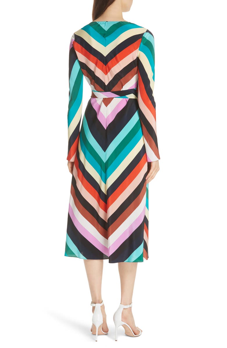 DVF Diane von Furstenberg Stripe Silk Wrap Midi Dress, Alternate, color,