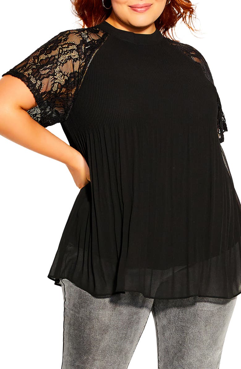 City Chic Lace Cherish Top, Main, color, 