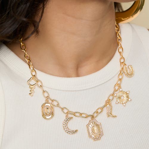 Jessica Simpson Starburst Charm Necklace In Gold