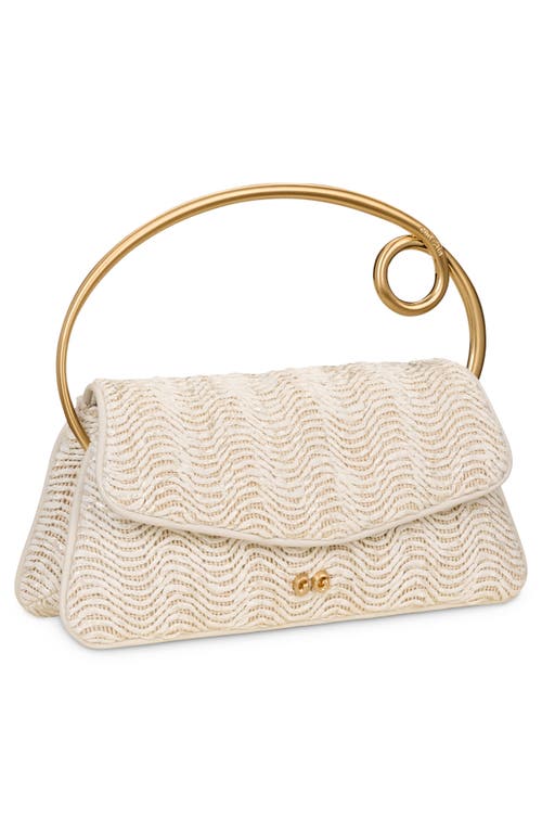 Cult Gaia Emily Woven Rattan Top Handle Bag In Antique White