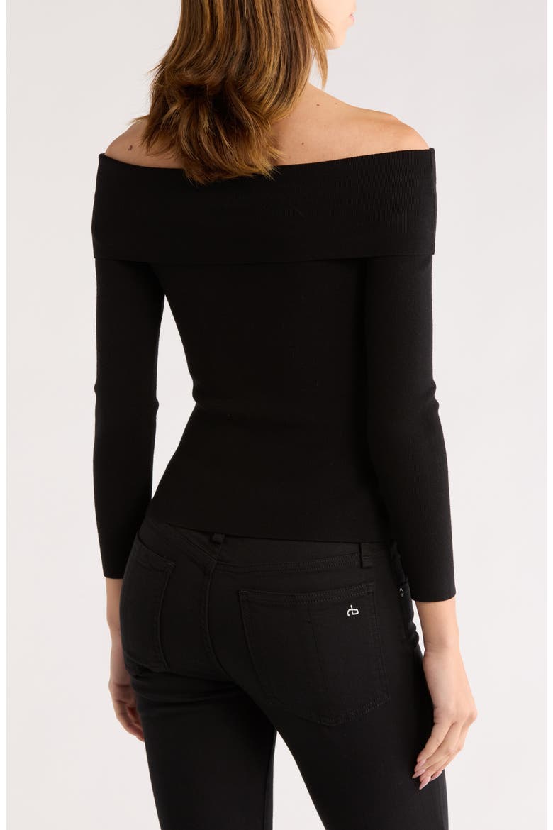 Off the Shoulder Rib Knit Top, Alternate, color, BLACK