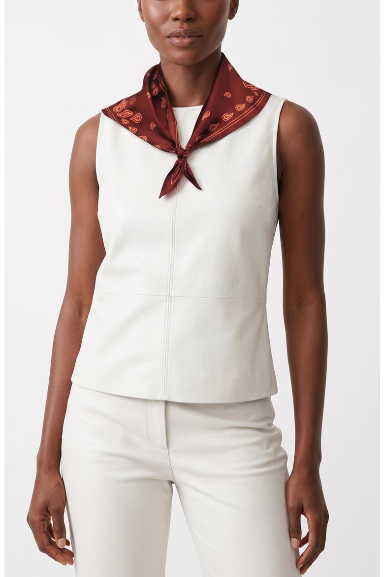 Scarlet Paisley Triangle Silk Scarf, Alternate, color, Red
