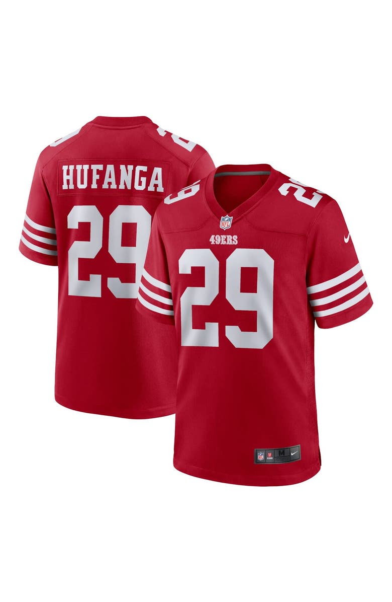 Nike Men's Nike Talanoa Hufanga Scarlet San Francisco 49ers Game Player Jersey, Main, color, 