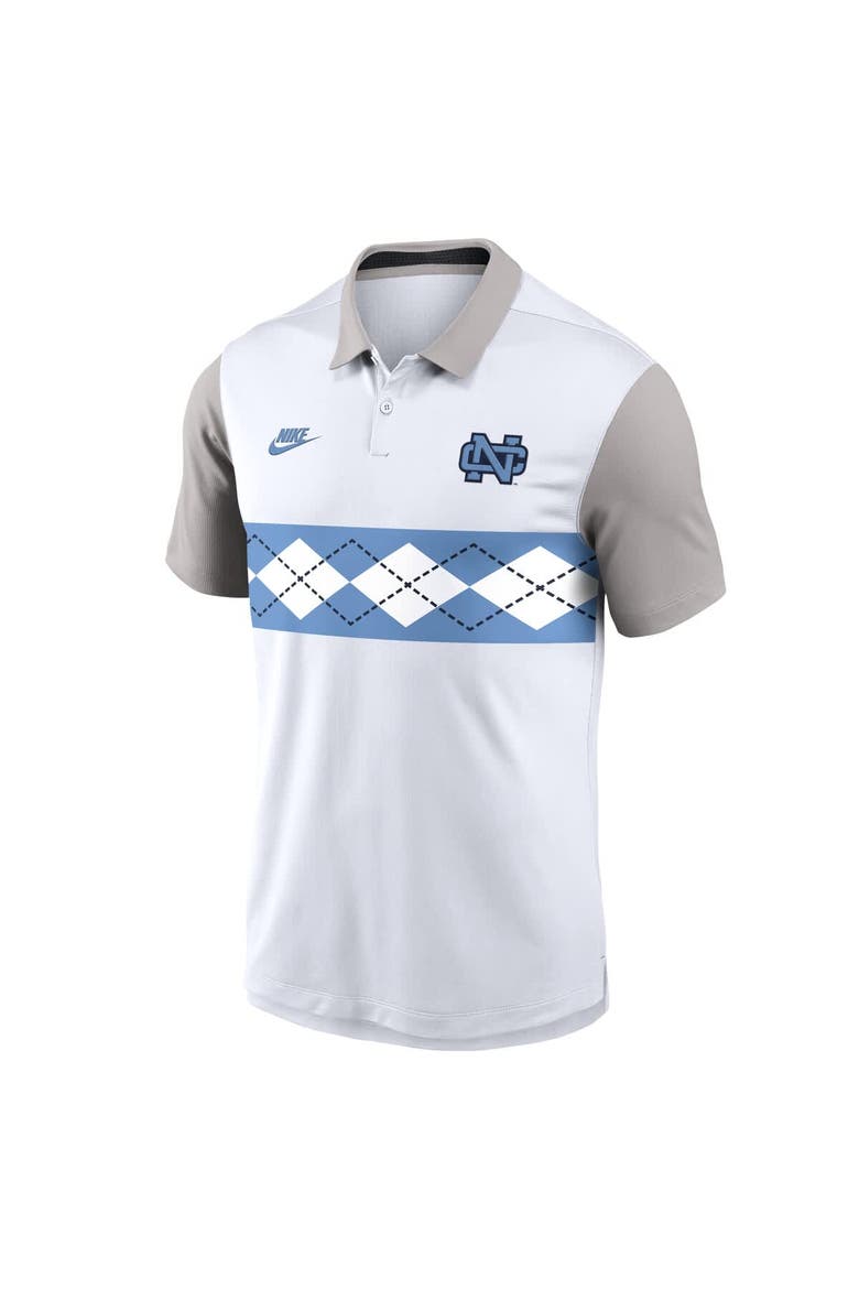 Men's Nike White/Gray North Carolina Tar Heels Athletic Prep Legacy Logo Vapor Performance Polo, Alternate, color, White