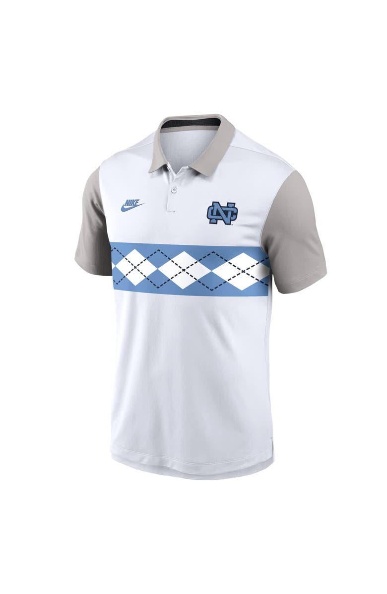 Nike Men's Nike White/Gray North Carolina Tar Heels Athletic Prep Legacy Logo Vapor Performance Polo, Alternate, color, White