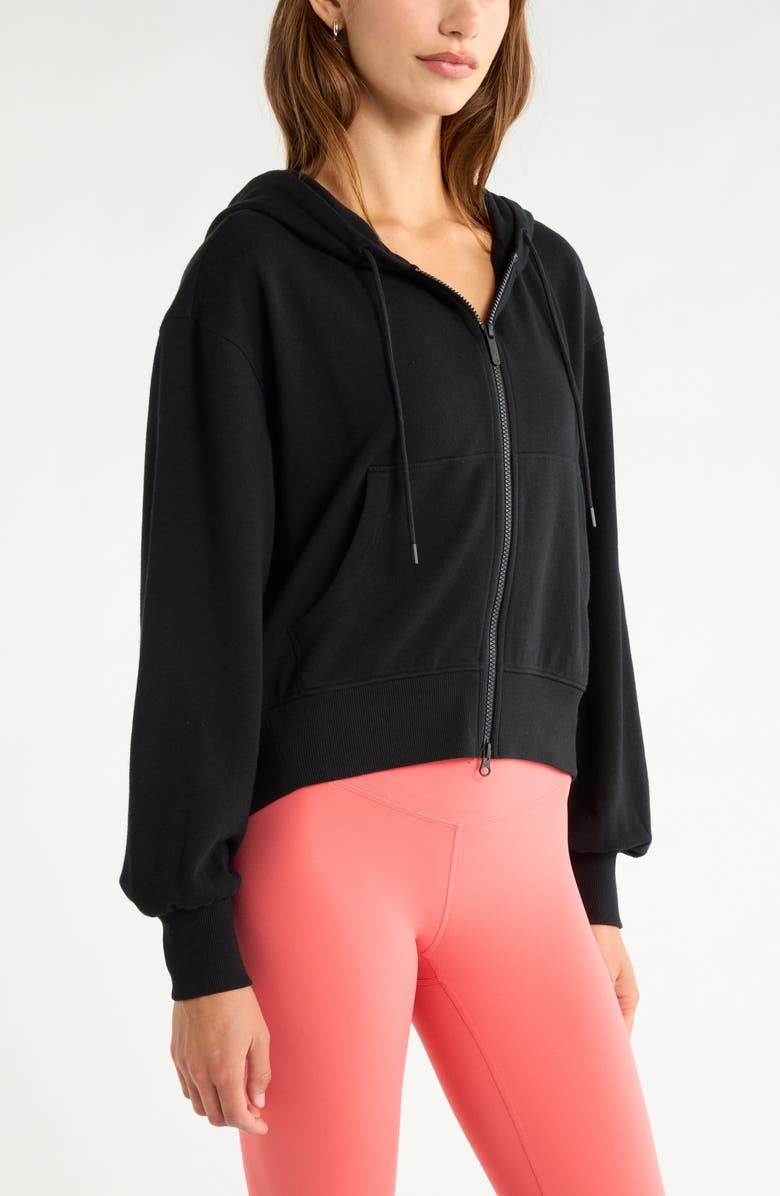 Zella Go easy Terry Zip Front Hoodie, Alternate, color, Black