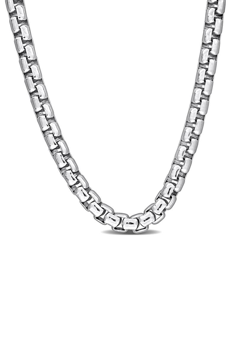 DELMAR Sterling Silver Box Link Chain Necklace, Main, color, Silver