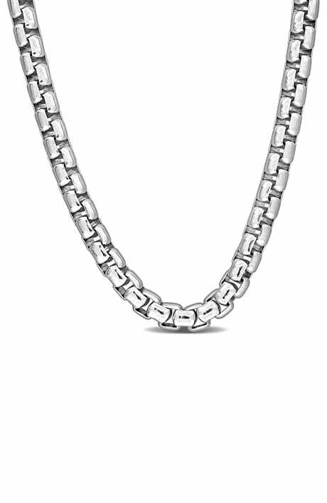 DELMAR Sterling Silver Box Link Chain Necklace