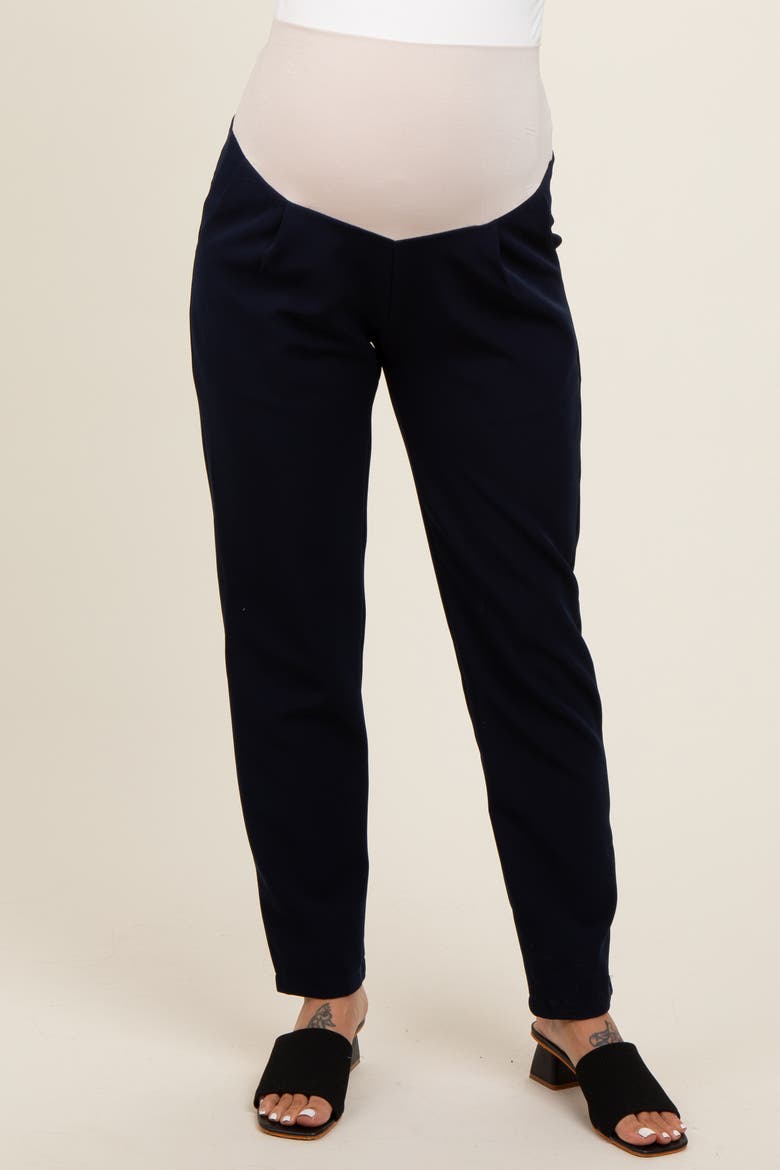 Pleated Relax Fit Maternity Pants, Alternate, color, Navy Blue