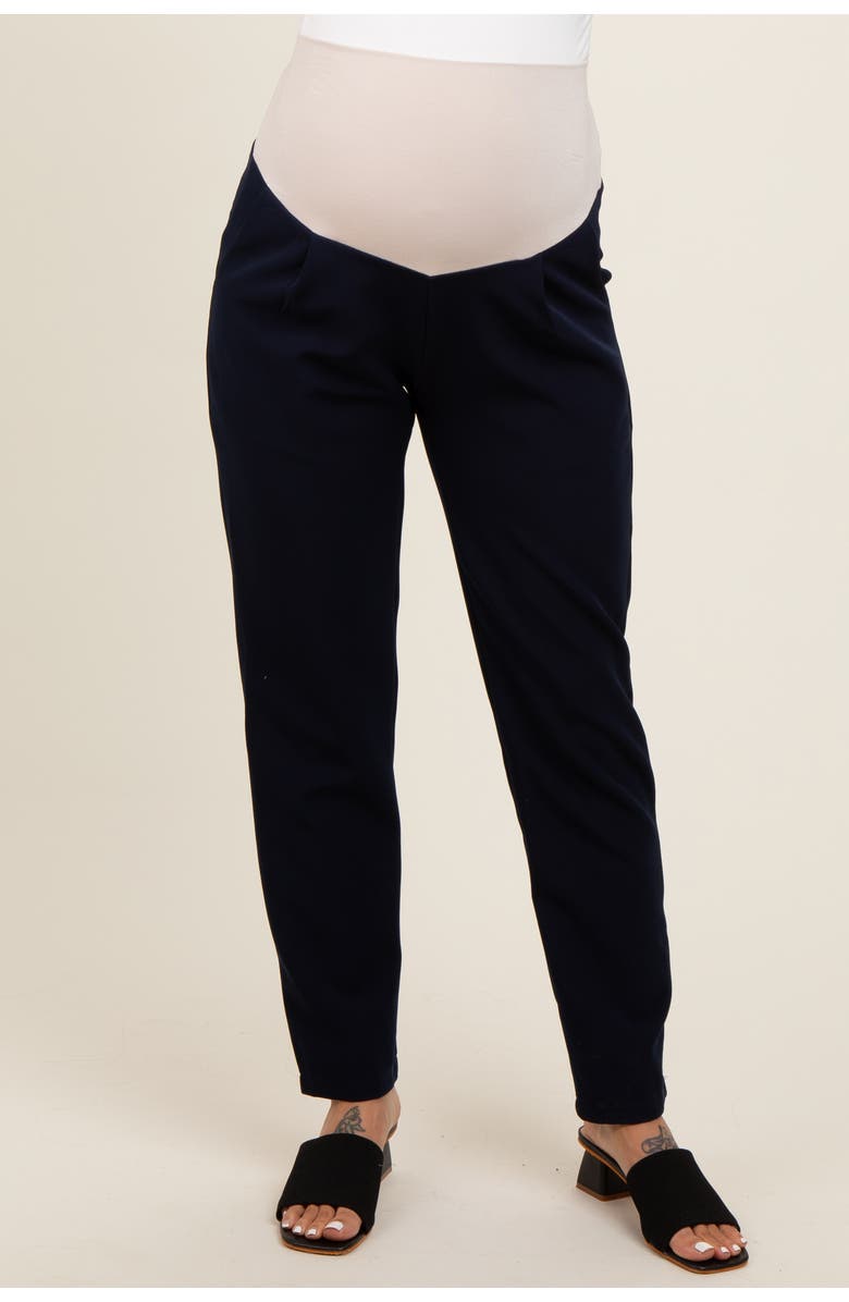 PinkBlush Pleated Relax Fit Maternity Pants, Alternate, color, Navy Blue