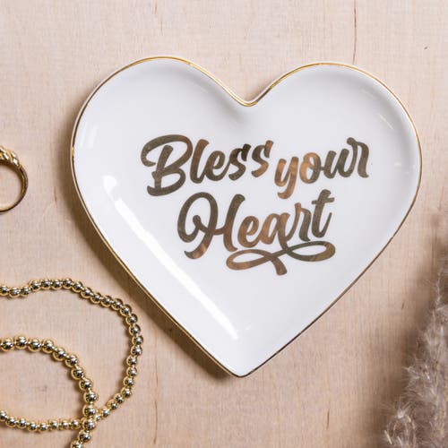 Totalee Gift Bless Your Heart Trinket Tray Ceramic Gold In Multi