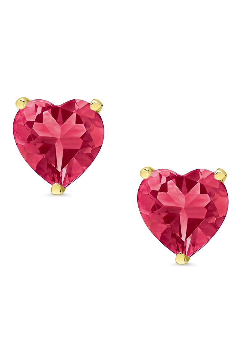 Kids' Cubic Zirconia Heart Stud Earrings, Main, color, DARK PINK