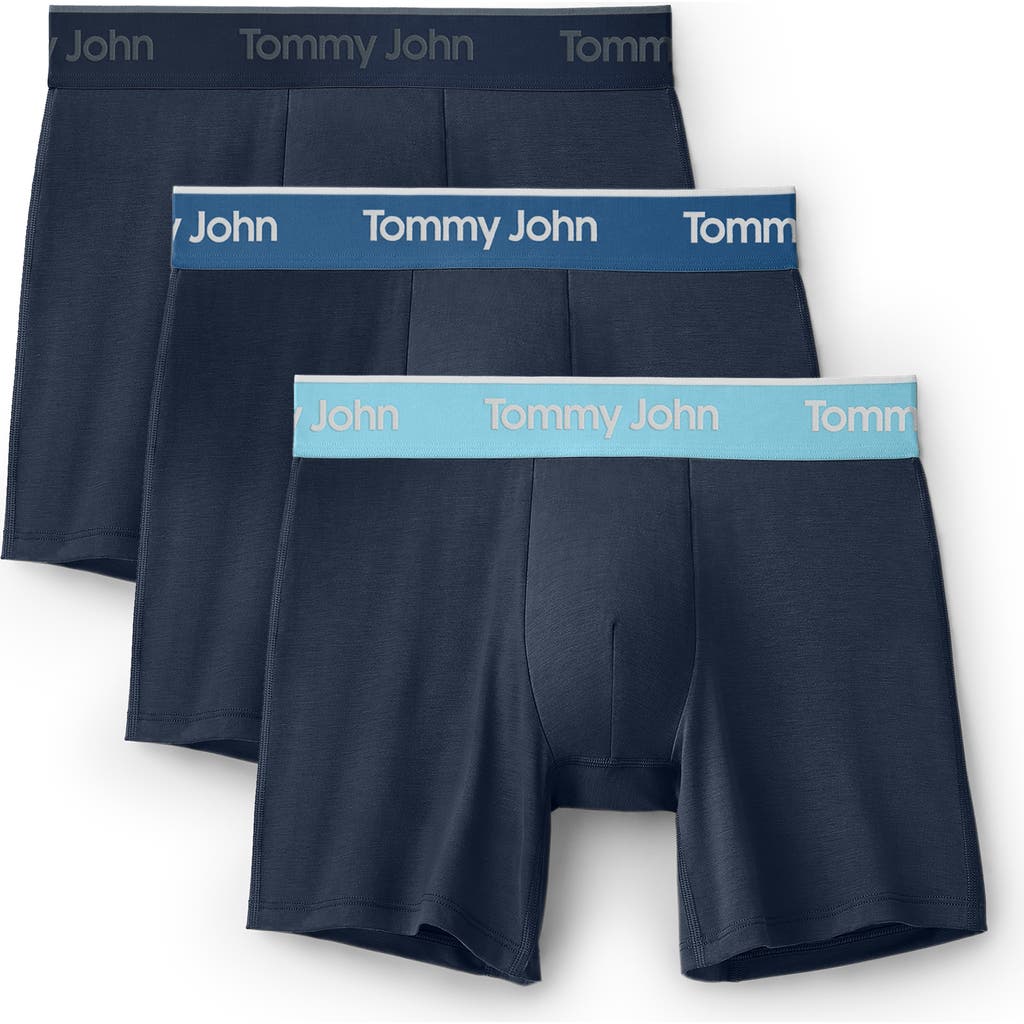 Tommy John 3-Pack Second Skin 6-Inch Stretch Modal Boxer Briefs in Dress Blues/High Tide/Elixir  product