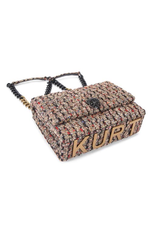 Kurt Geiger London Large Kensington Metallic Tweed Shoulder Bag In Yellow
