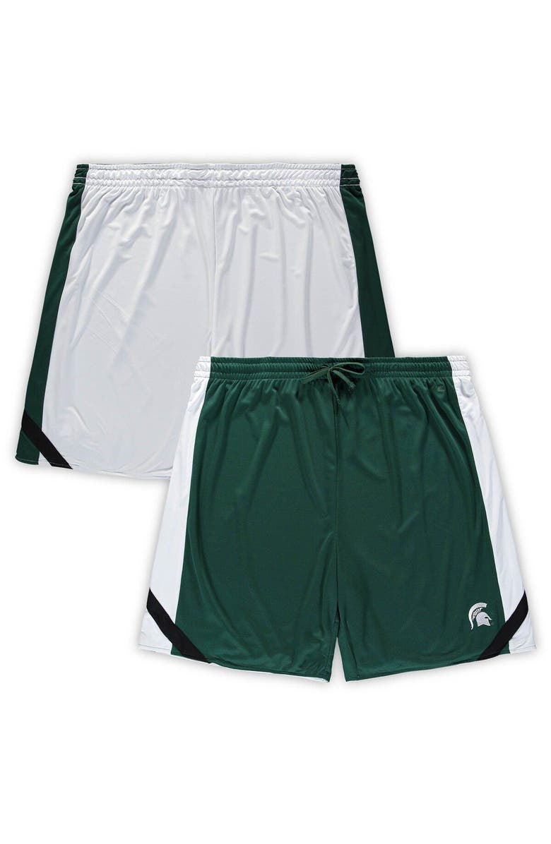 COLOSSEUM Men's Colosseum Green/White Michigan State Spartans Big & Tall Team Reversible Shorts, Main, color,