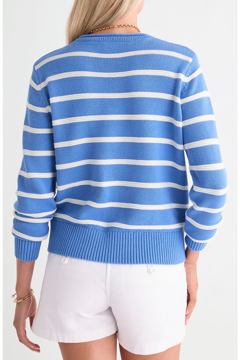 Striped Cotton Crewneck Sweater, Alternate, color, BREAKER BLUE STRIPE