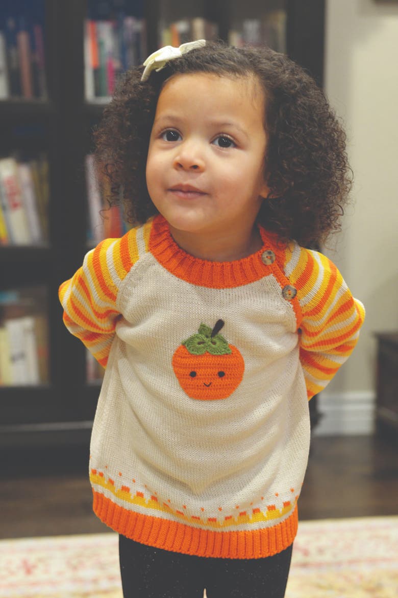 Pumpkin Halloween Sweater, Alternate, color, Orange and Ivory