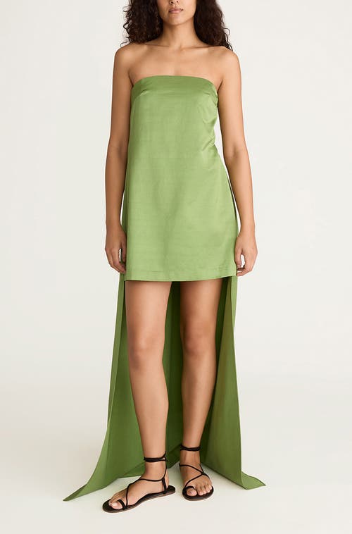 REBECCA TAYLOR REBECCA TAYLOR SLUB SATEEN MINI DRESS WITH TRAIN