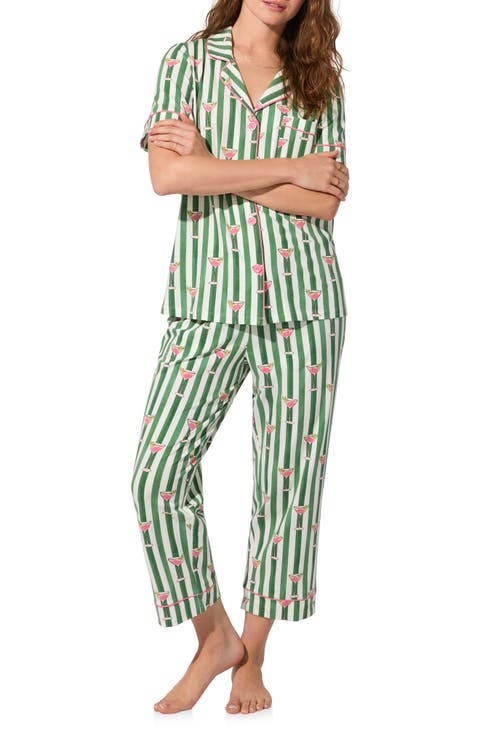Print Jersey Crop Pajamas (Regular & Plus)