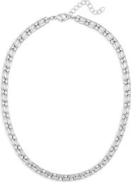 NORDSTROM RACK Round & Baguette Cut Cubic Zirconia Collar Necklace