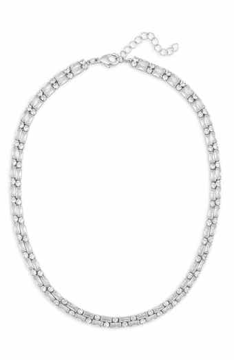 NORDSTROM RACK Round & Baguette Cut Cubic Zirconia Collar Necklace