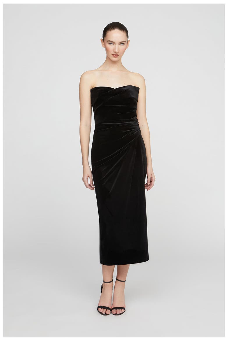 Imara Velvet Midi Dress, Main, color, Black