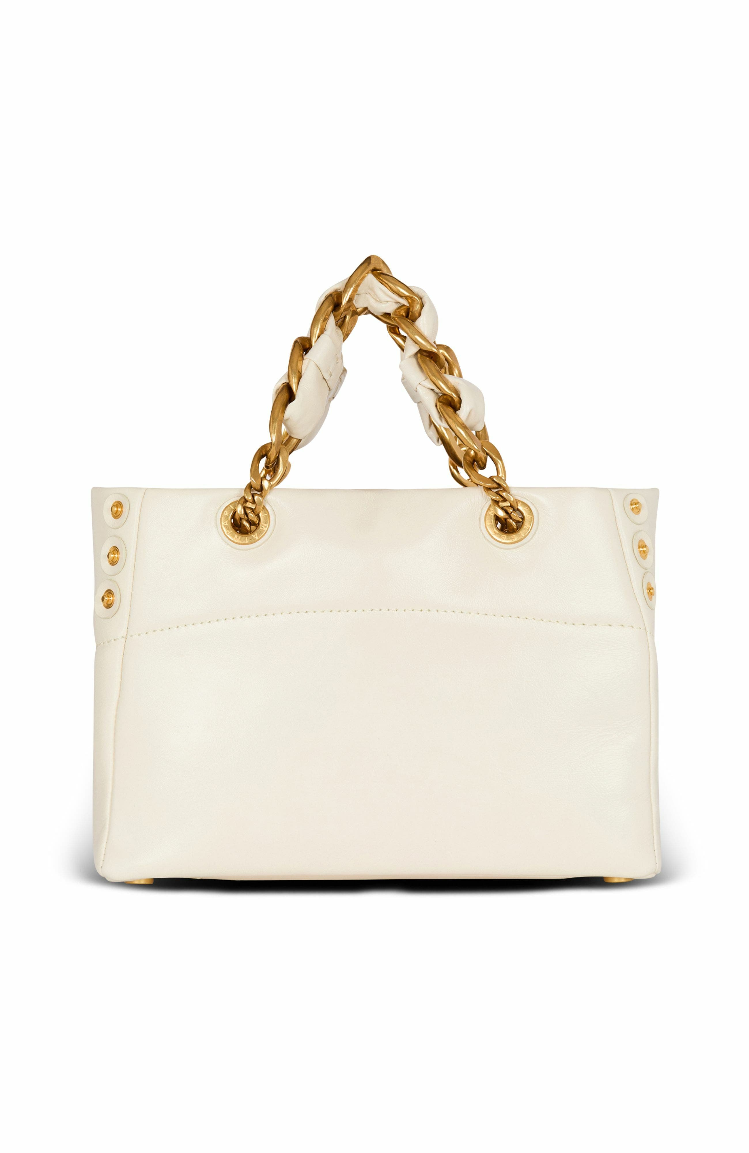 Balmain 1945 Soft Small Crinkled Leather Tote Bag, Alternate, color, 