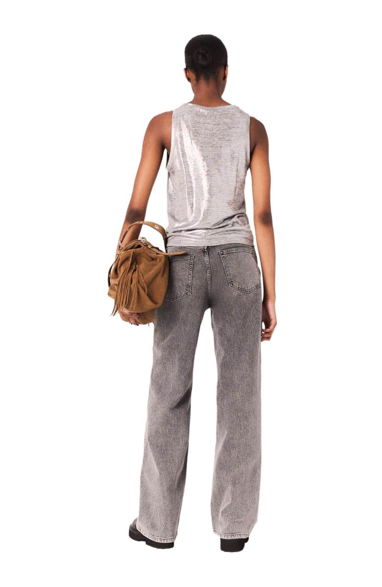 maje Metallic tank top, Alternate, color, Silver