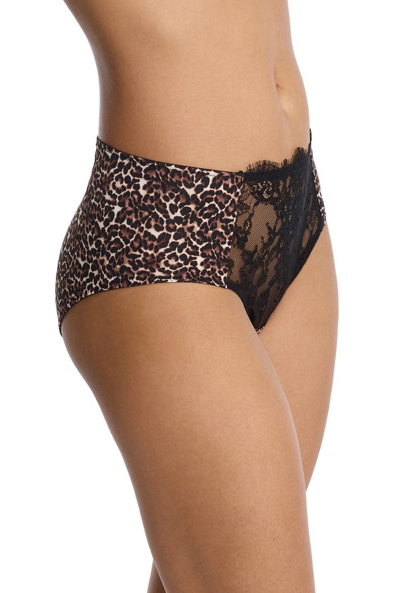 Entice Lace Trim Briefs, Alternate, color, BLACK LEOPARD PRINT