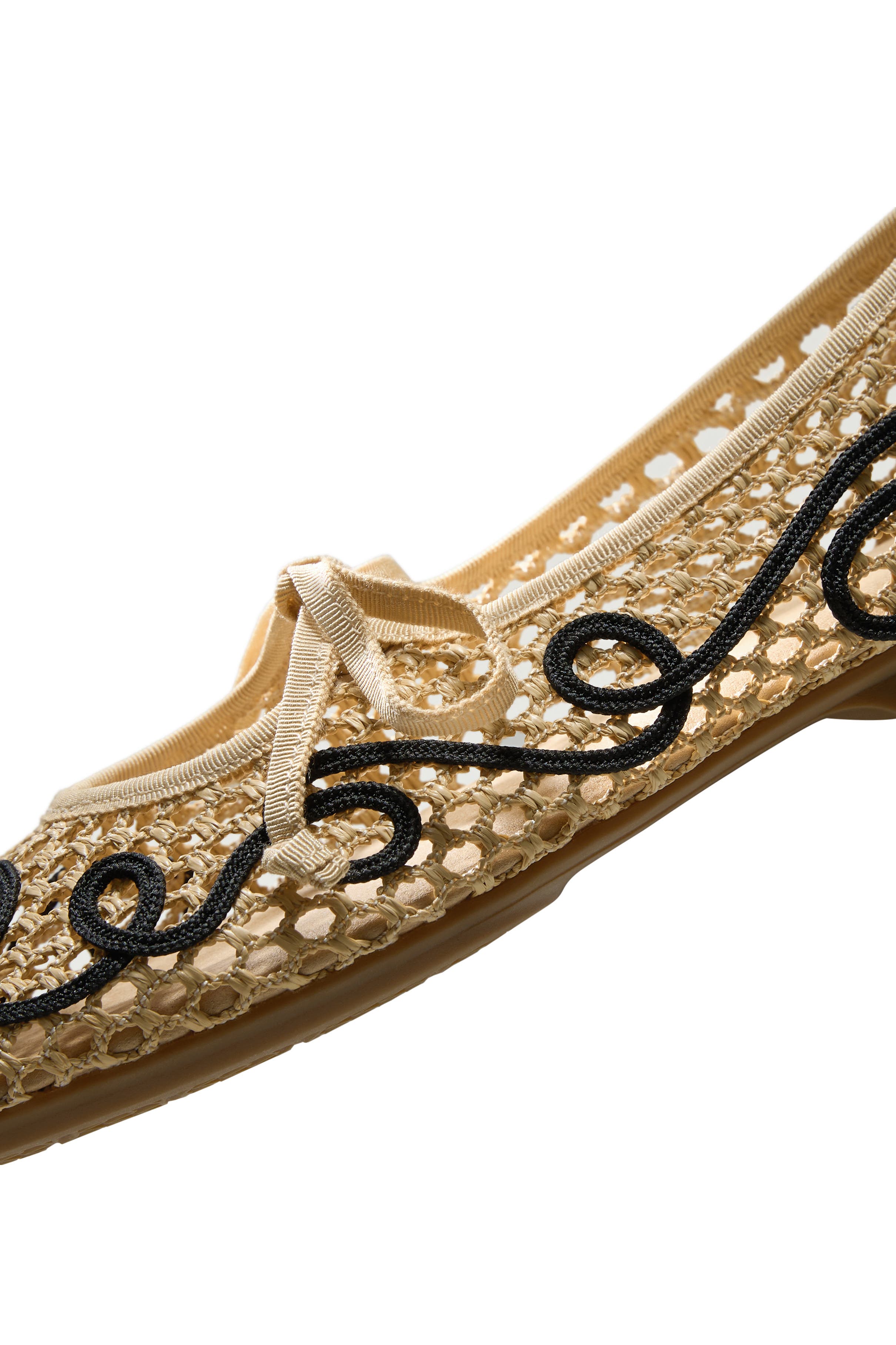 Margot Square-Toe Mesh Flats, Alternate, color, NATURAL/BLACK