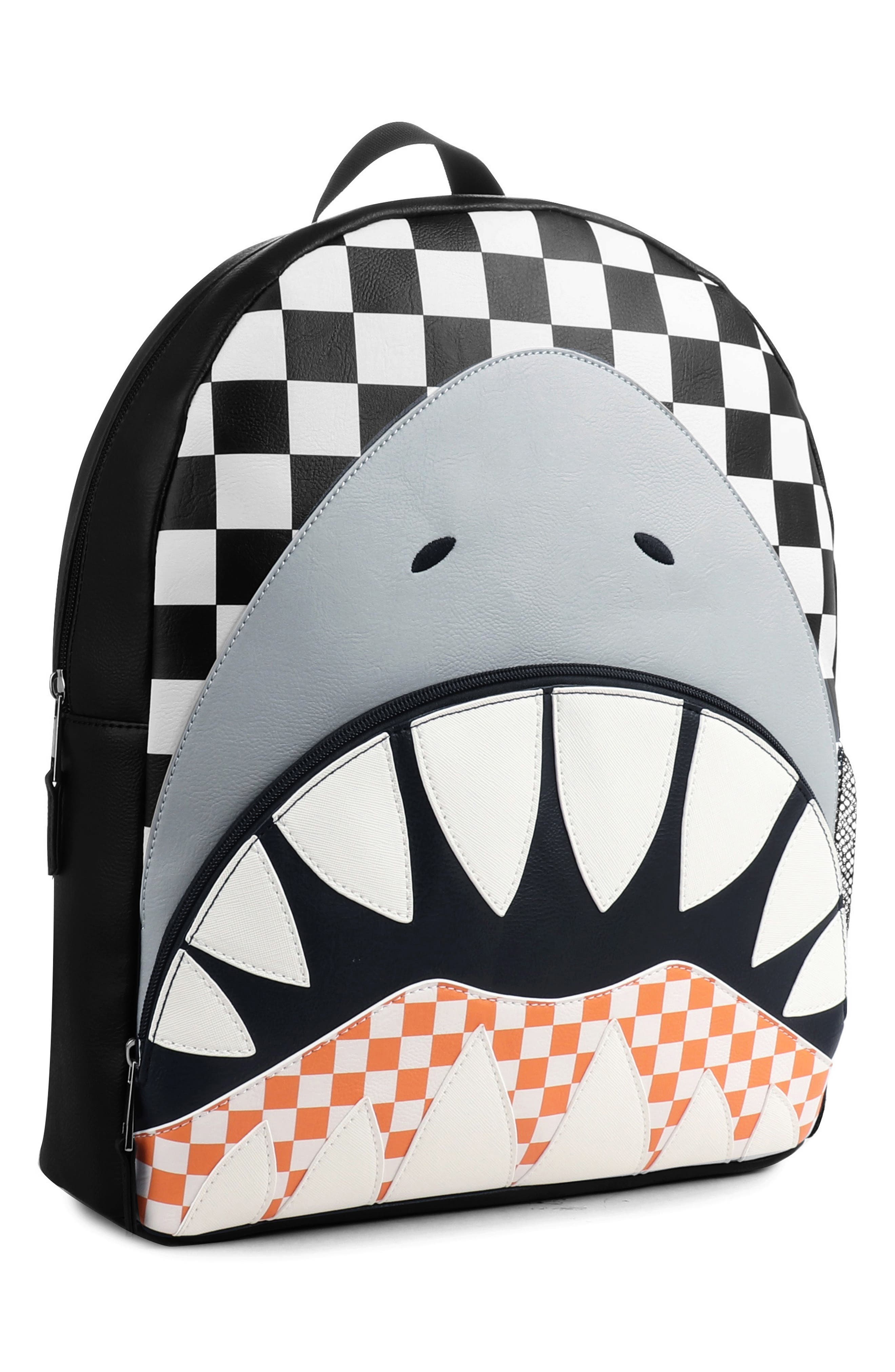 OMG Accessories Kids' Shark Checkered Large Backpack, Alternate, color, 