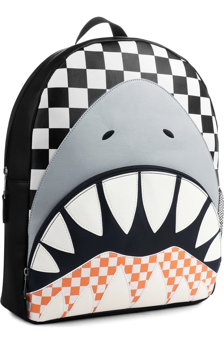 OMG Accessories Kids' Shark Checkered Large Backpack, Alternate, color,