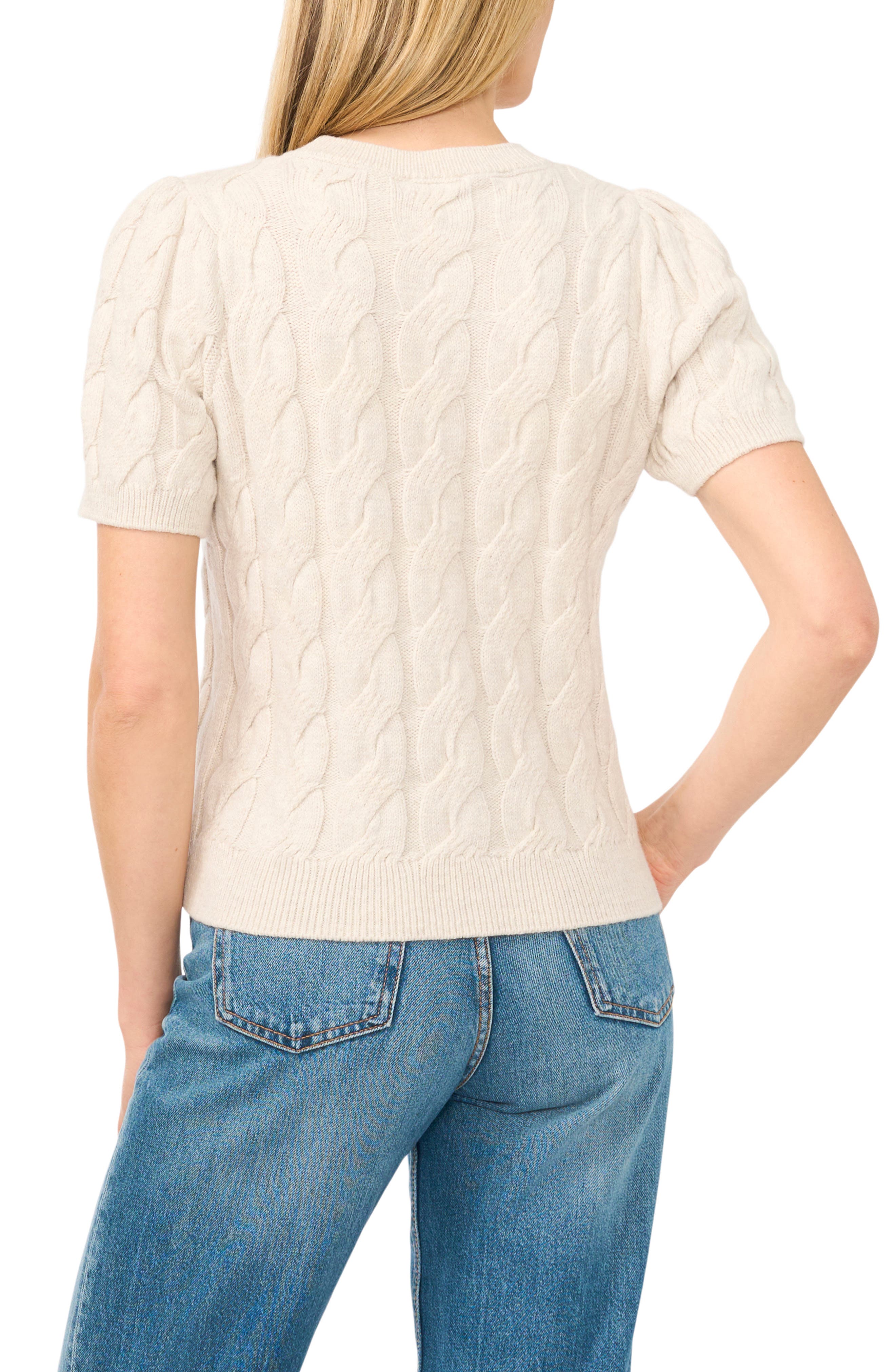 Cotton Blend Cable Knit Sweater - image 2