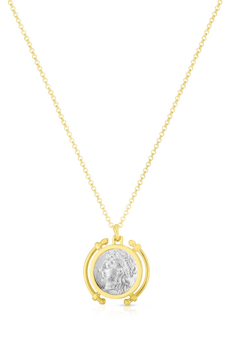 Coin Pendant Necklace, Main, color, GOLD