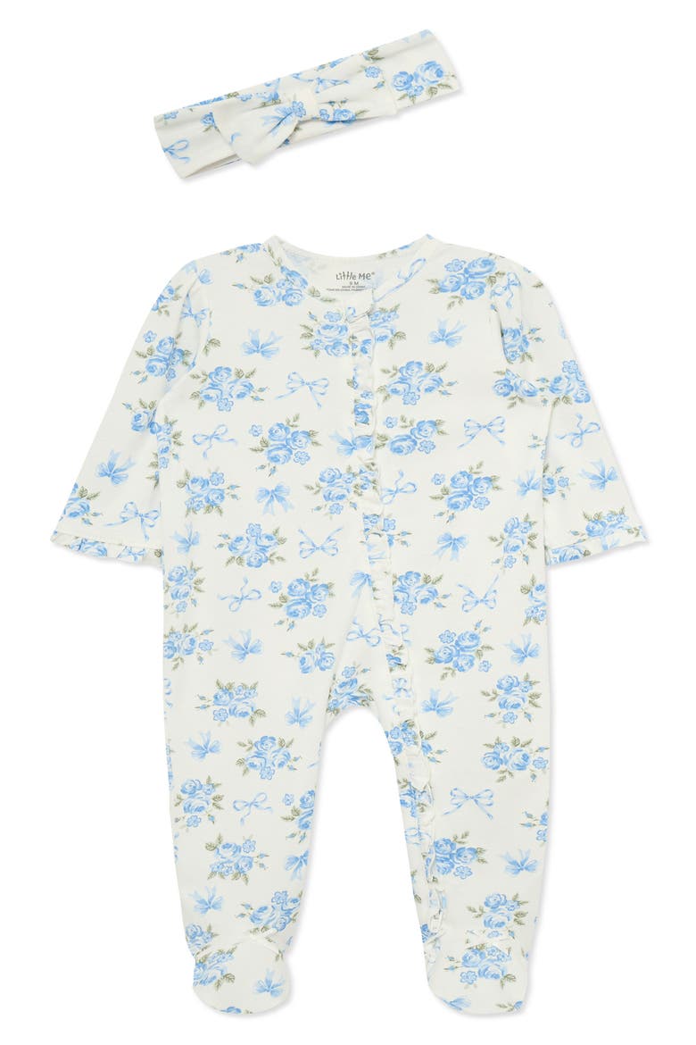 Kids' Rose Bows Footie and Headband Set, Main, color, FLORAL