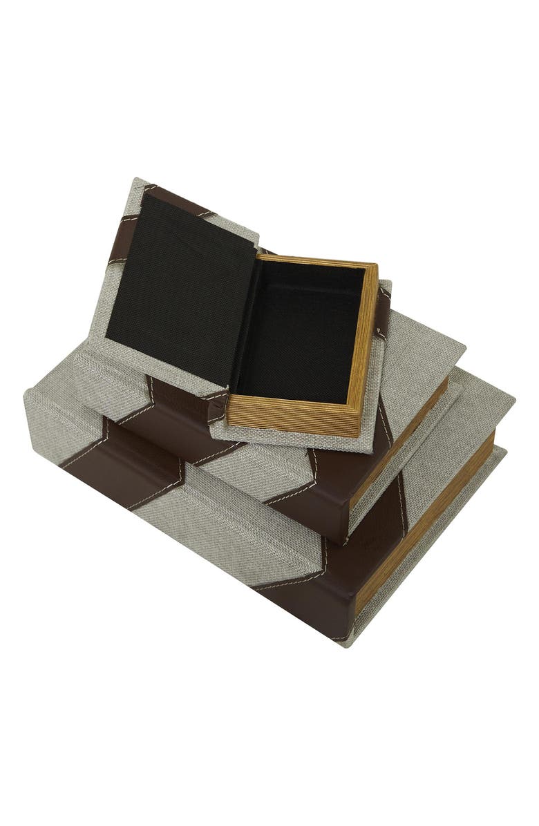 SONOMA SAGE HOME Set of 3 Faux Book Boxes, Alternate, color, Dark Brown