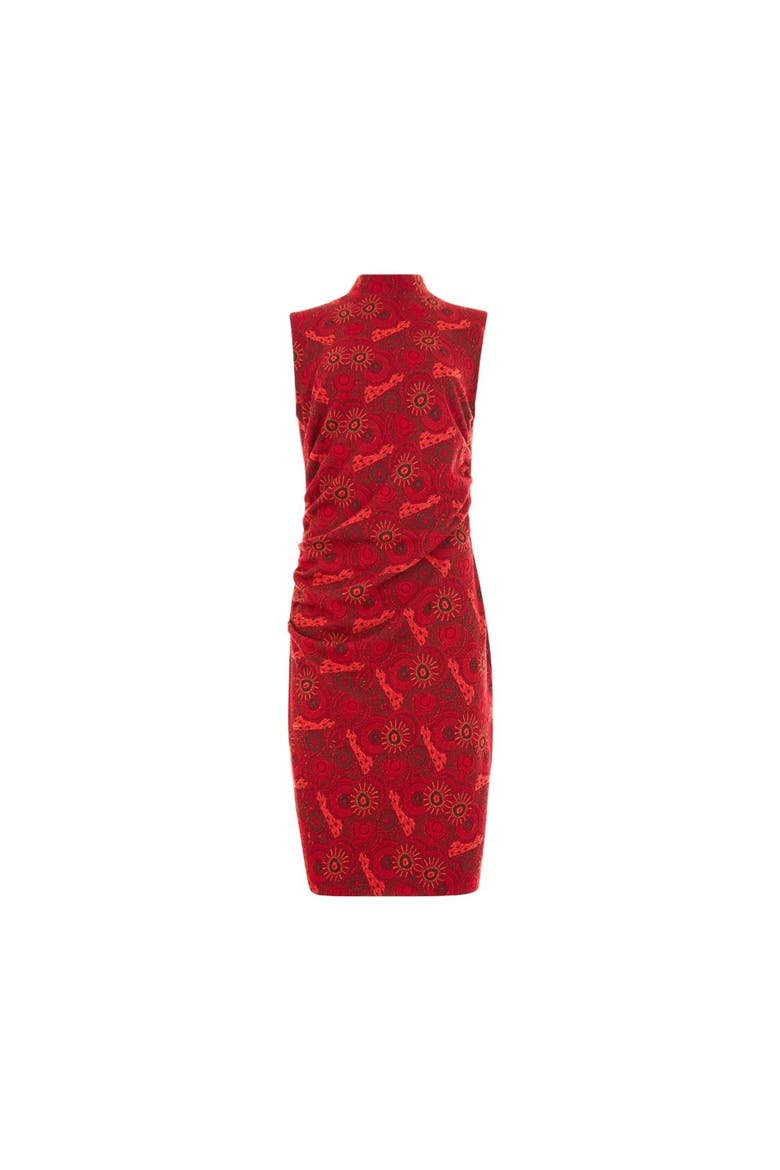 Sao Tome Jacuqard Sleeveless Dress, Alternate, color, RED