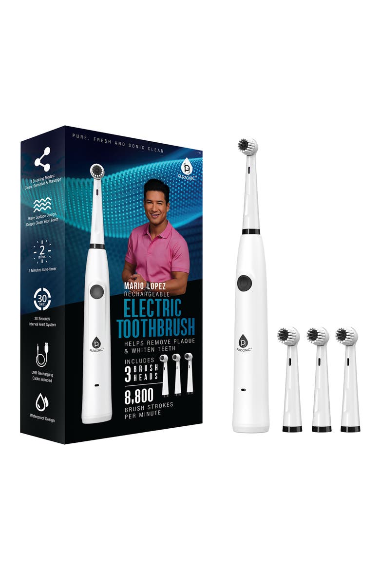 x Mario Lopez USB Rechargeable Electric Toothbrush, Main, color, WHITE