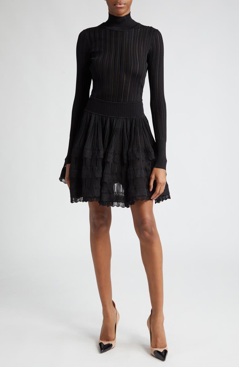 Alaïa Crinoline Rib Mock Neck Sweater, Alternate, color,
