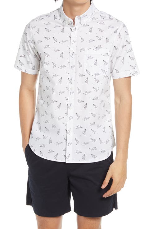 Paper Airplane Short Sleeve Button-Down Shirt