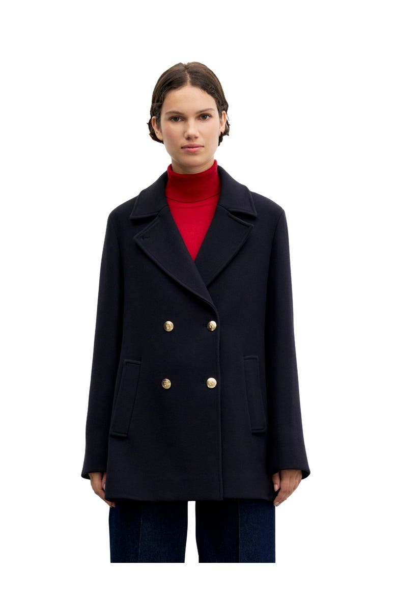 Alis Double Breasted Peacoat, Main, color, Navy Blue