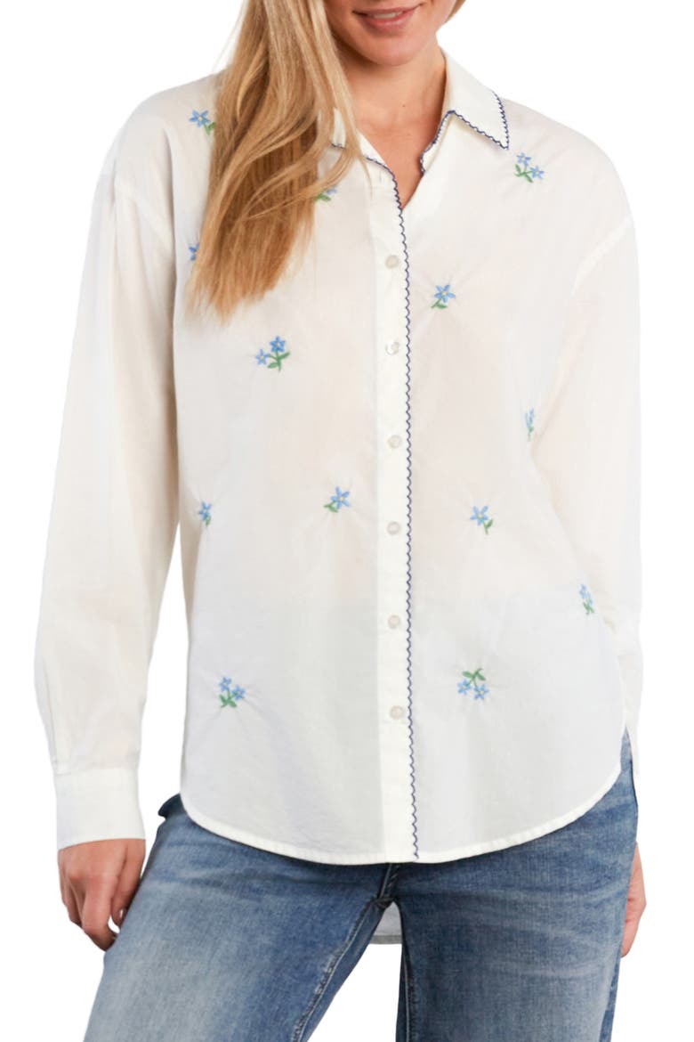 Floral Kisses Embroidered Button-Up Shirt, Alternate, color, BRIGHT WHITE