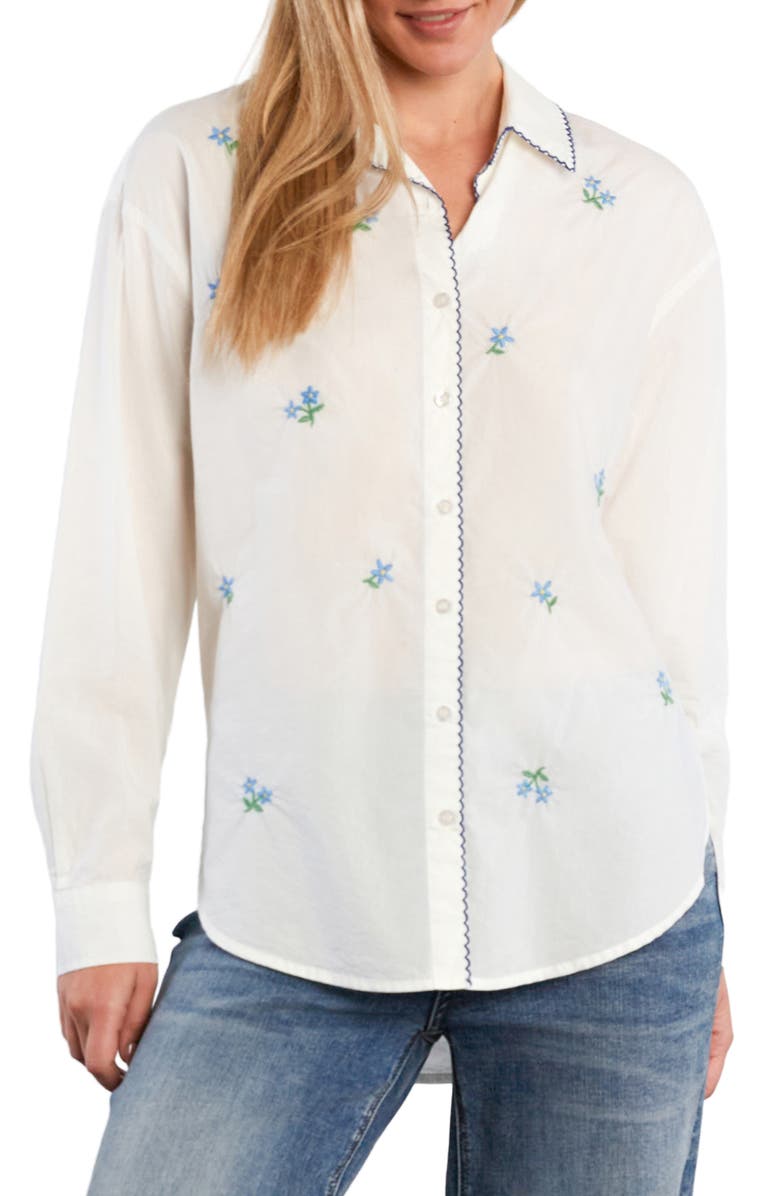 Billy T Floral Kisses Embroidered Button-Up Shirt, Alternate, color, Bright White
