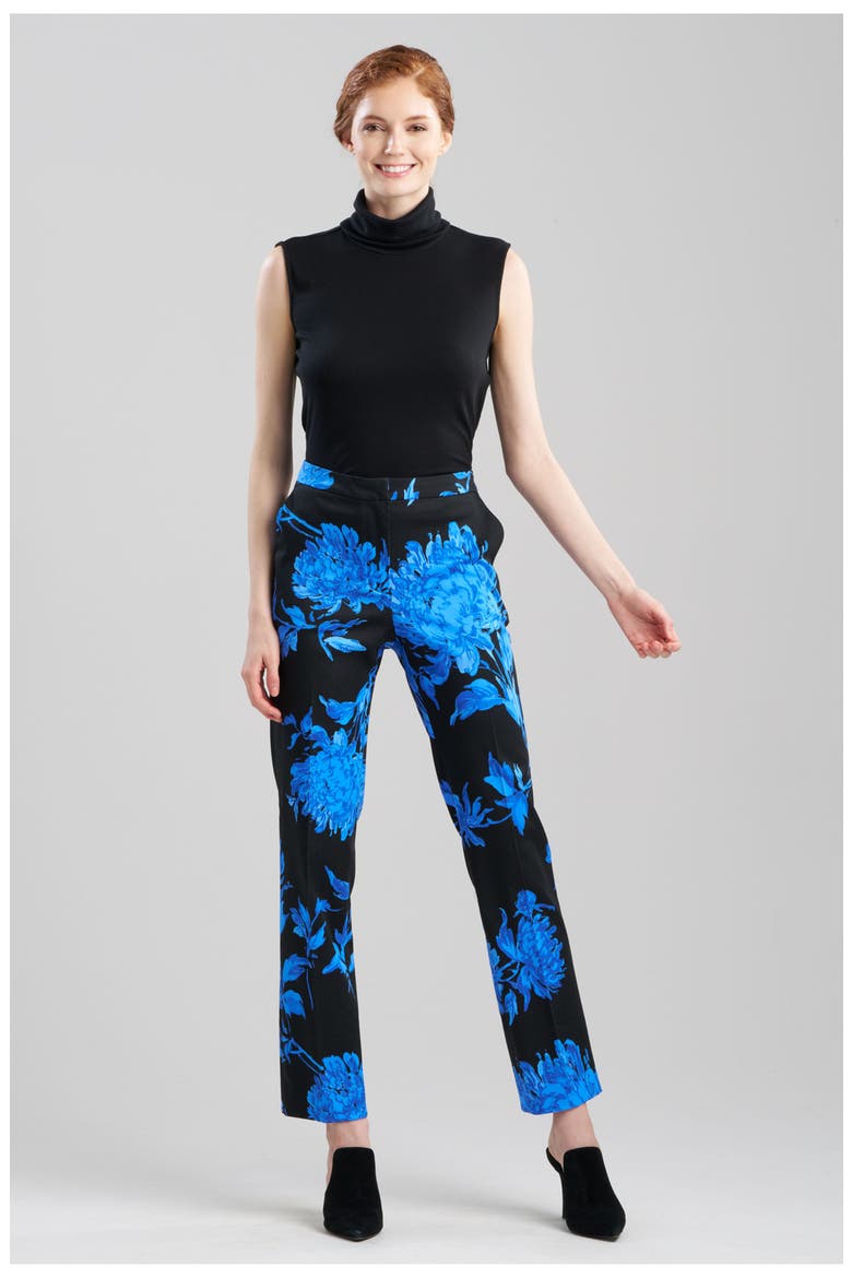 Miyako - Printed Cotton Chino Straight Leg Pants, Main, color, BLUE W/ BLACK