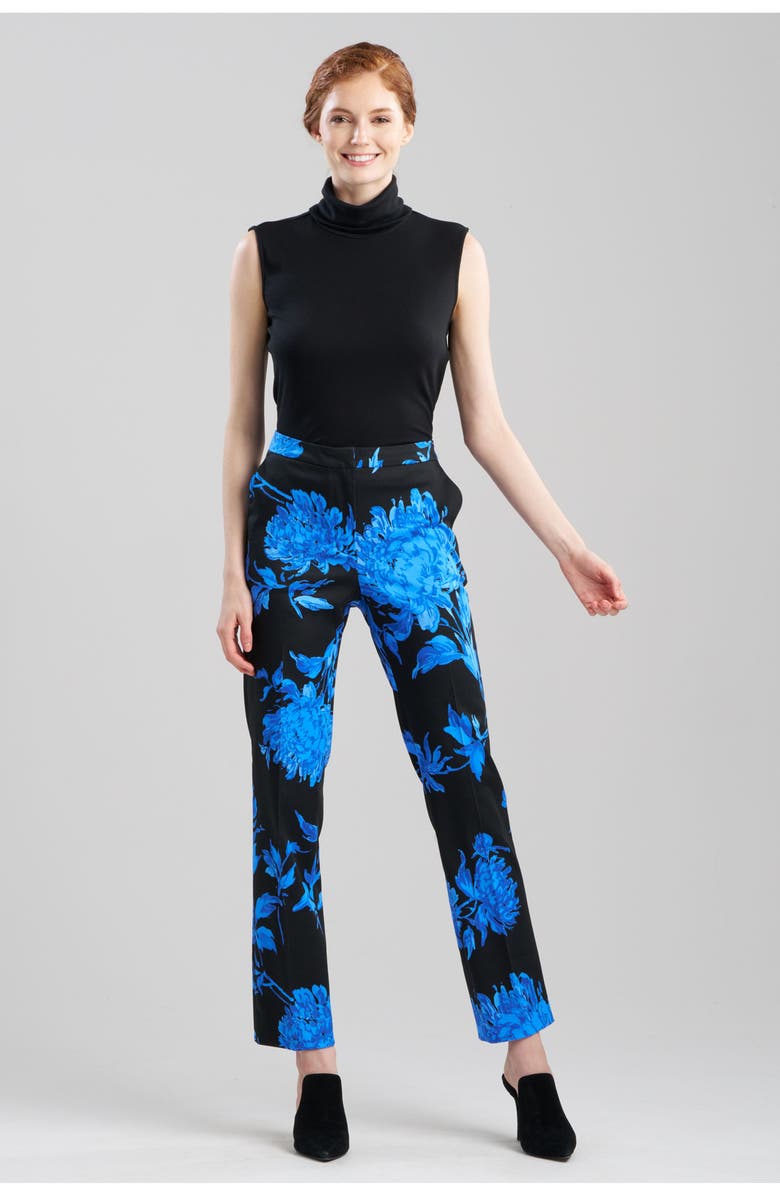 Natori Miyako - Printed Cotton Chino Straight Leg Pants, Main, color, Blue W/ Black