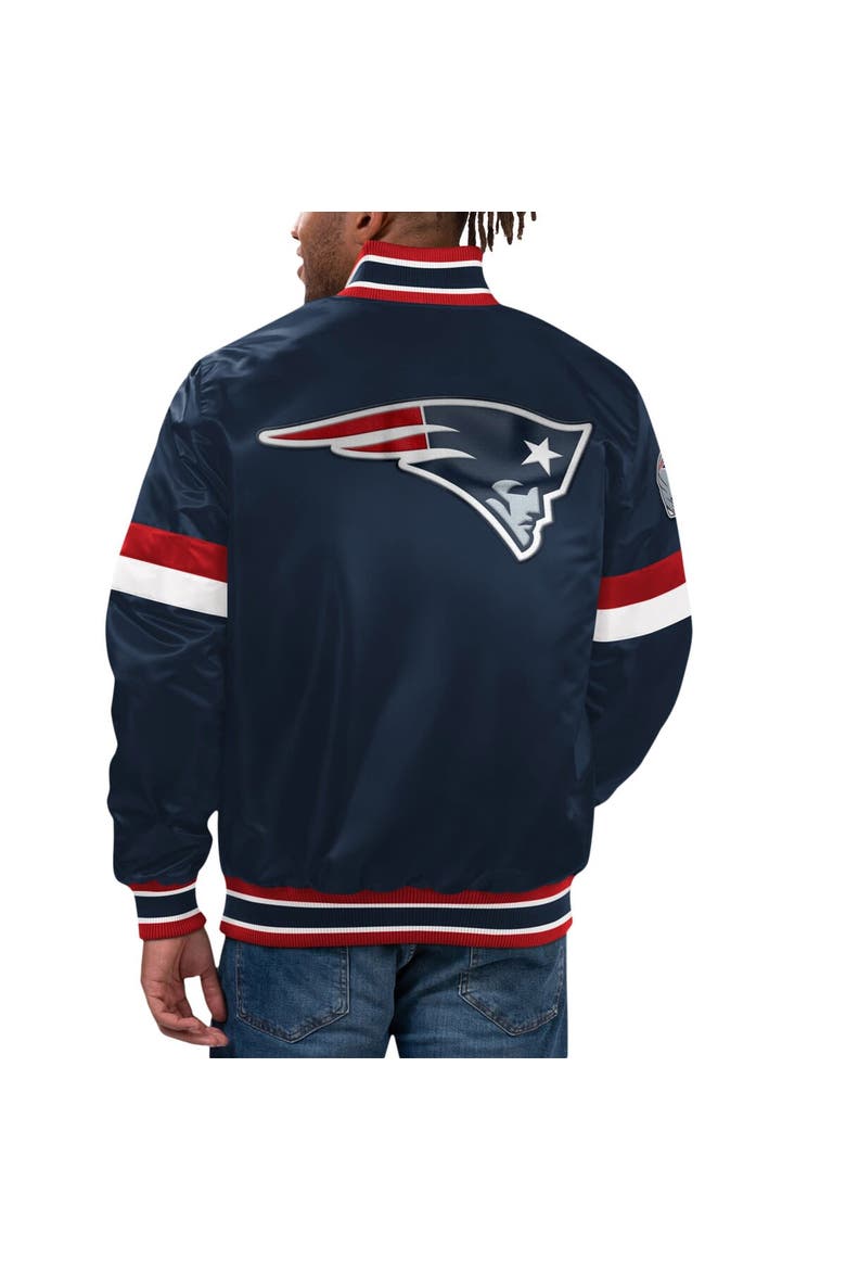 Men's Starter Navy New England Patriots Home Game Satin Full-Snap Varsity Jacket, Alternate, color, Navy