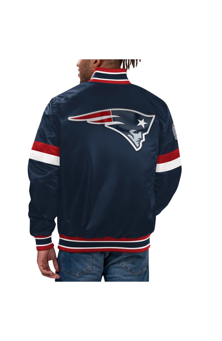 STARTER Men's Starter Navy New England Patriots Home Game Satin Full-Snap Varsity Jacket, Alternate, color, 
