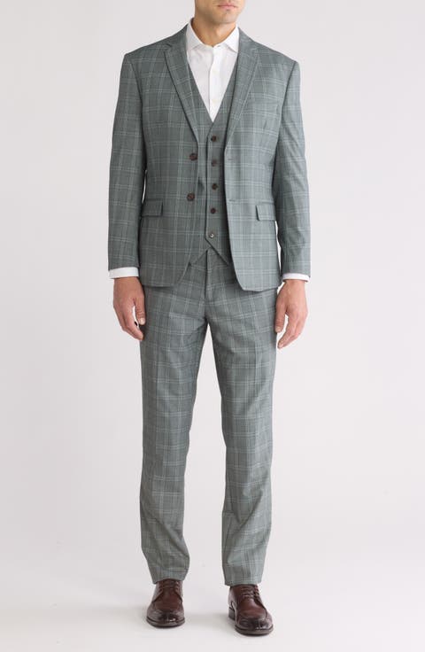 Slim Fit 3-Piece Plaid Suit (Short, Regular & Long)