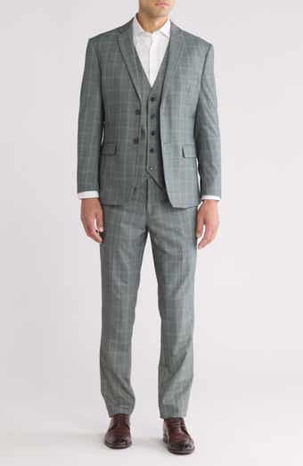 Gino Vitale Slim Fit 3-Piece Plaid Suit